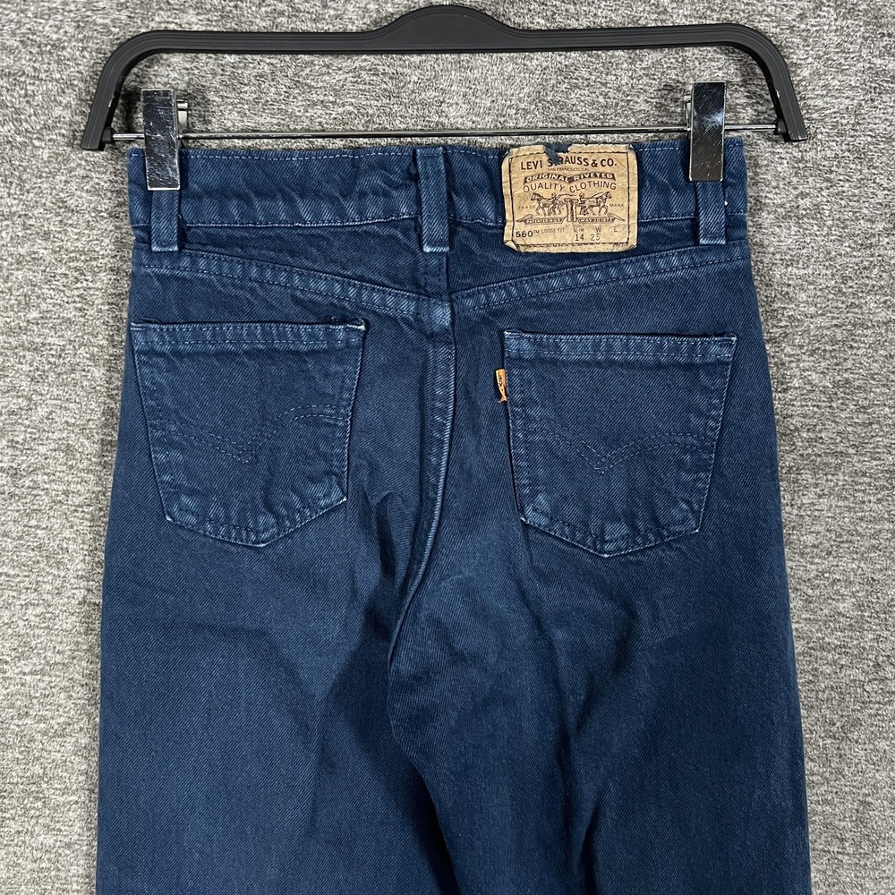 VTG Levi's 560 Orange Tab Jeans‎ Boys 14 Slim 24x27 Blue Loose Fit Made USA 90s
